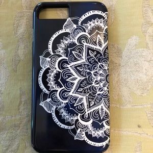 iPhone 8 Plus Case Navy Mandala Print